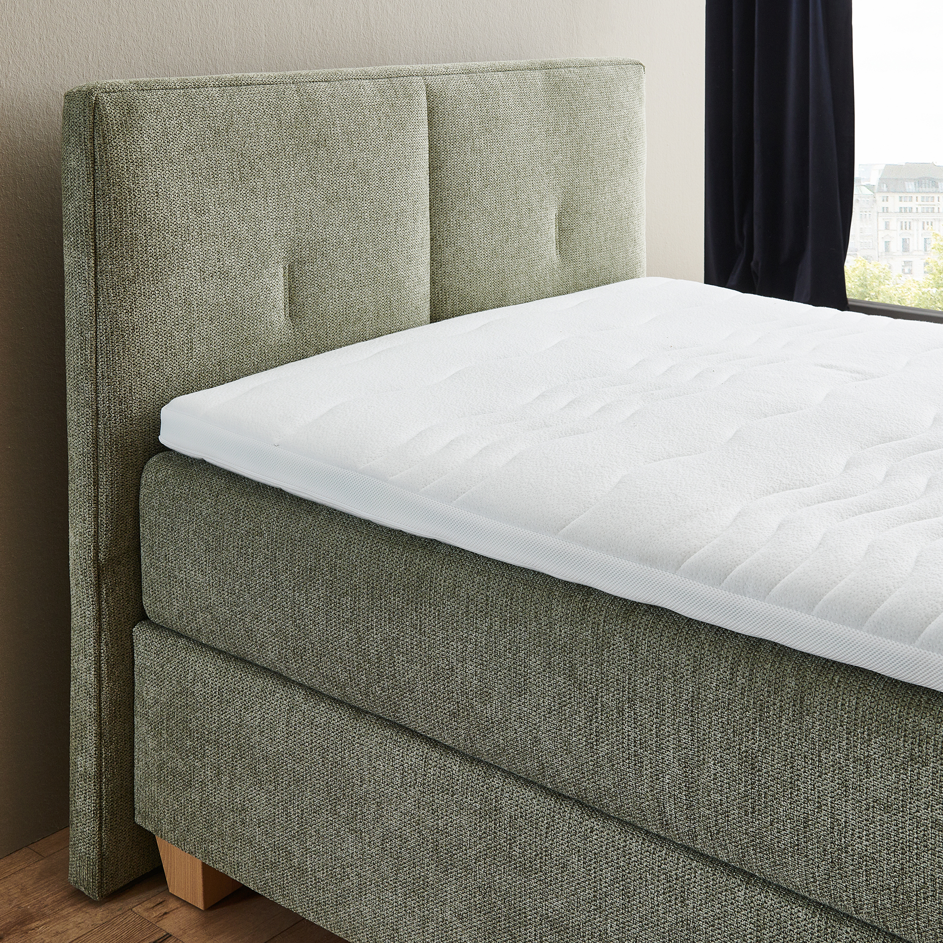 polsterpower Boxspringbett - khaki - H4 - 140x200 cm