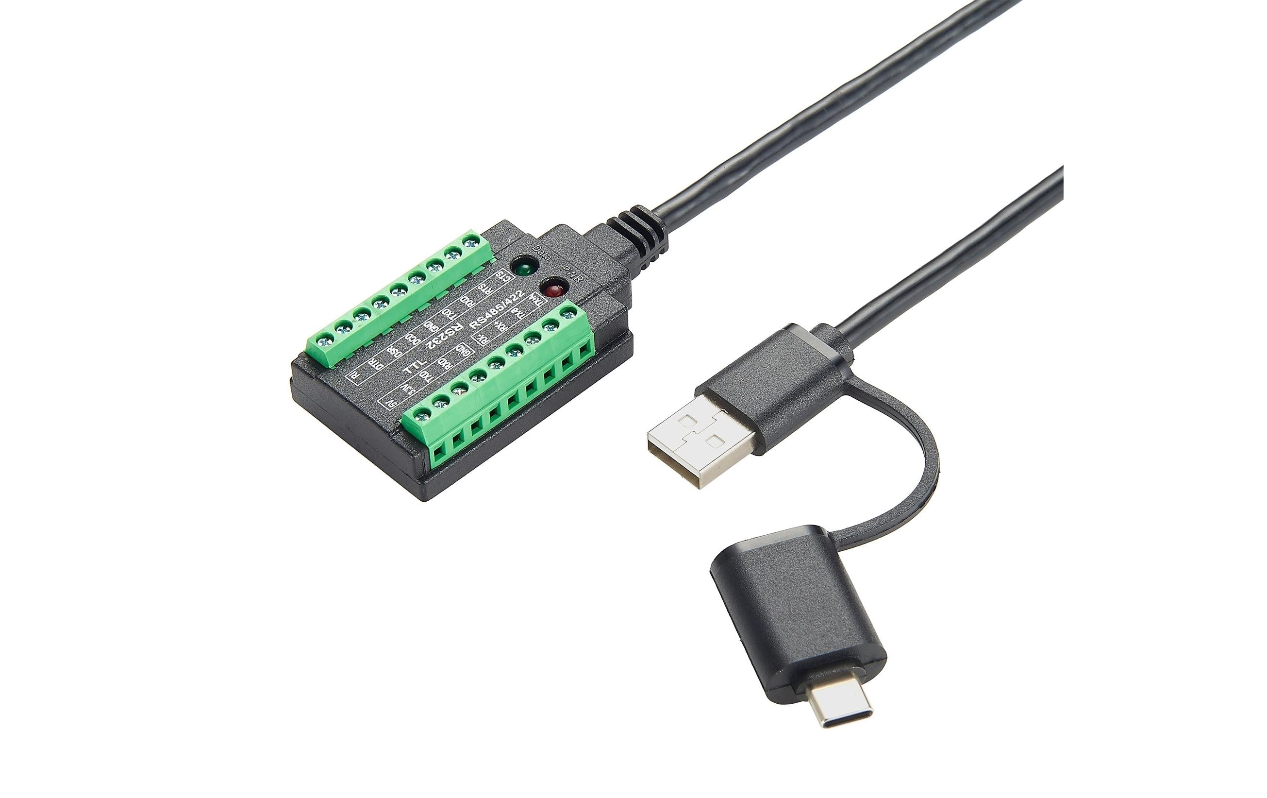 Schnittstellenkabel USB EX-13003USB zu 1S Seriell RS-232/422/485/TTL Kabel mit Terminal Block, 1.0 m (FTDI Chipsatz)