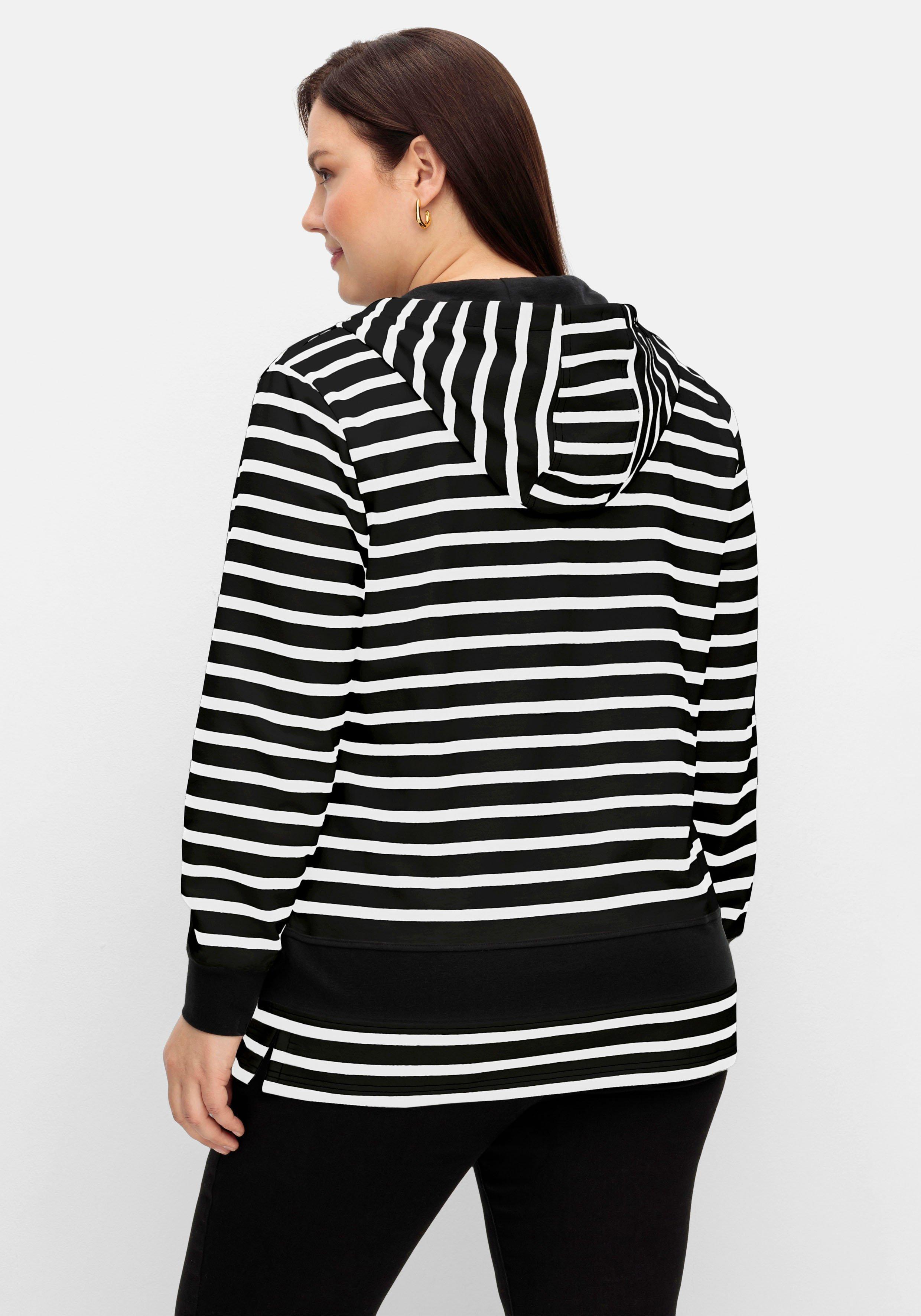 Geringelte Sweatjacke mit Kapuze