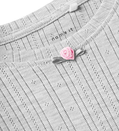 Name It Bluse - NmfSilke - Light Grey Melange