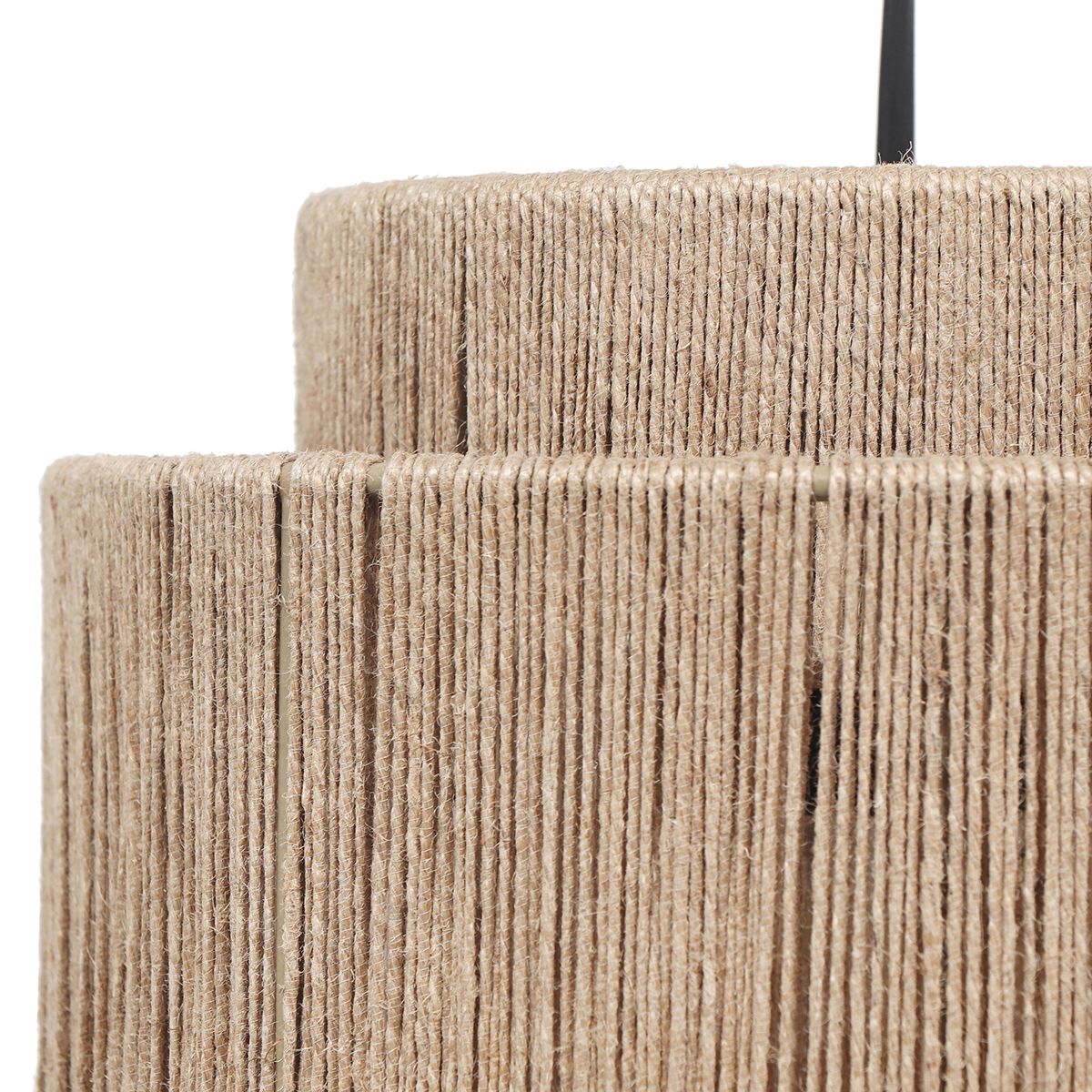 Japandi hanglamp zwart met bruin touw 4-lichts - Smilla
