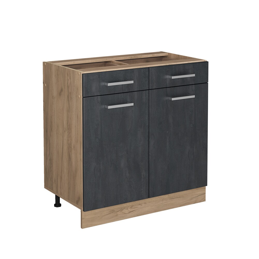 Vicco Schubunterschrank R-Line Schwarz Beton Eiche 80 cm ohne Arbeitsplatte