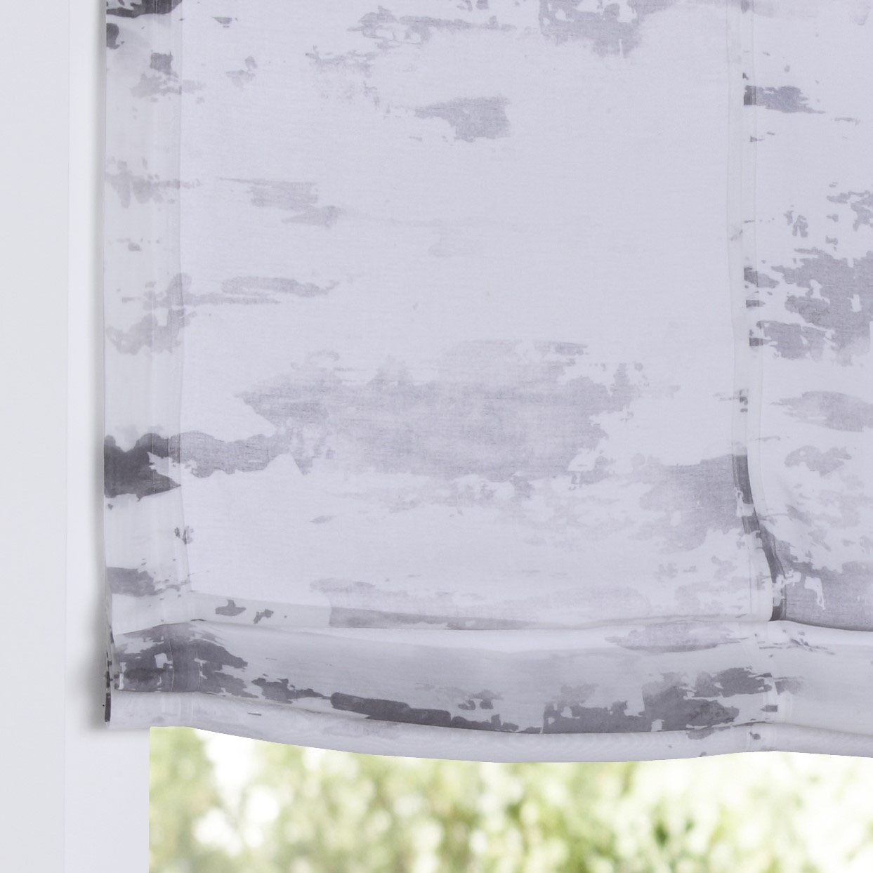 Kutti Raffrollo »Claude« mit Hakenaufhängung ohne Bohren freihängend weiss, halbtransparent, bedruckt, Polyester, mit Fensterhaken
