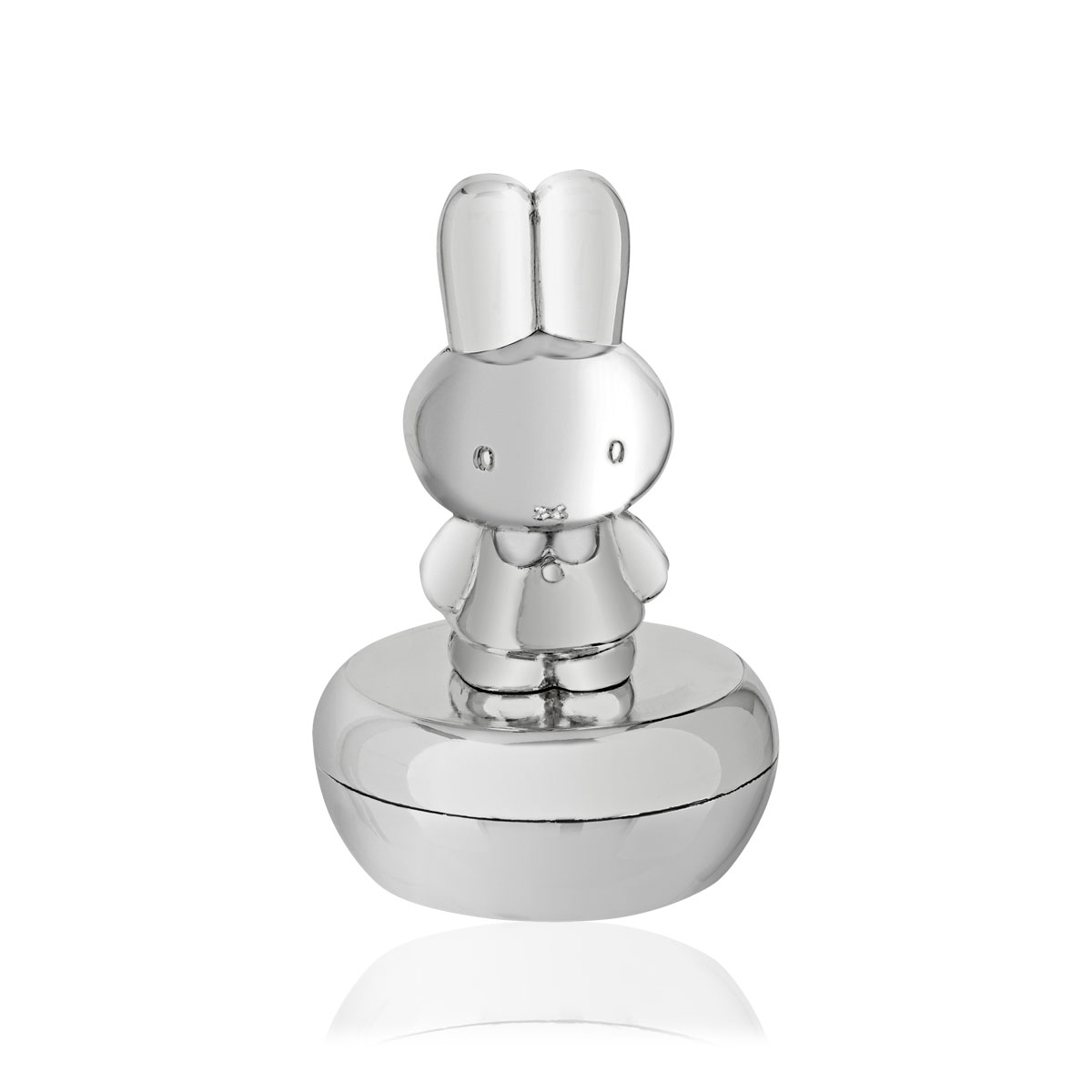 Boîte à dents métal blanchi d'argent lapin