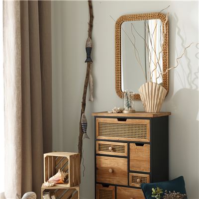 Miroir en rotin