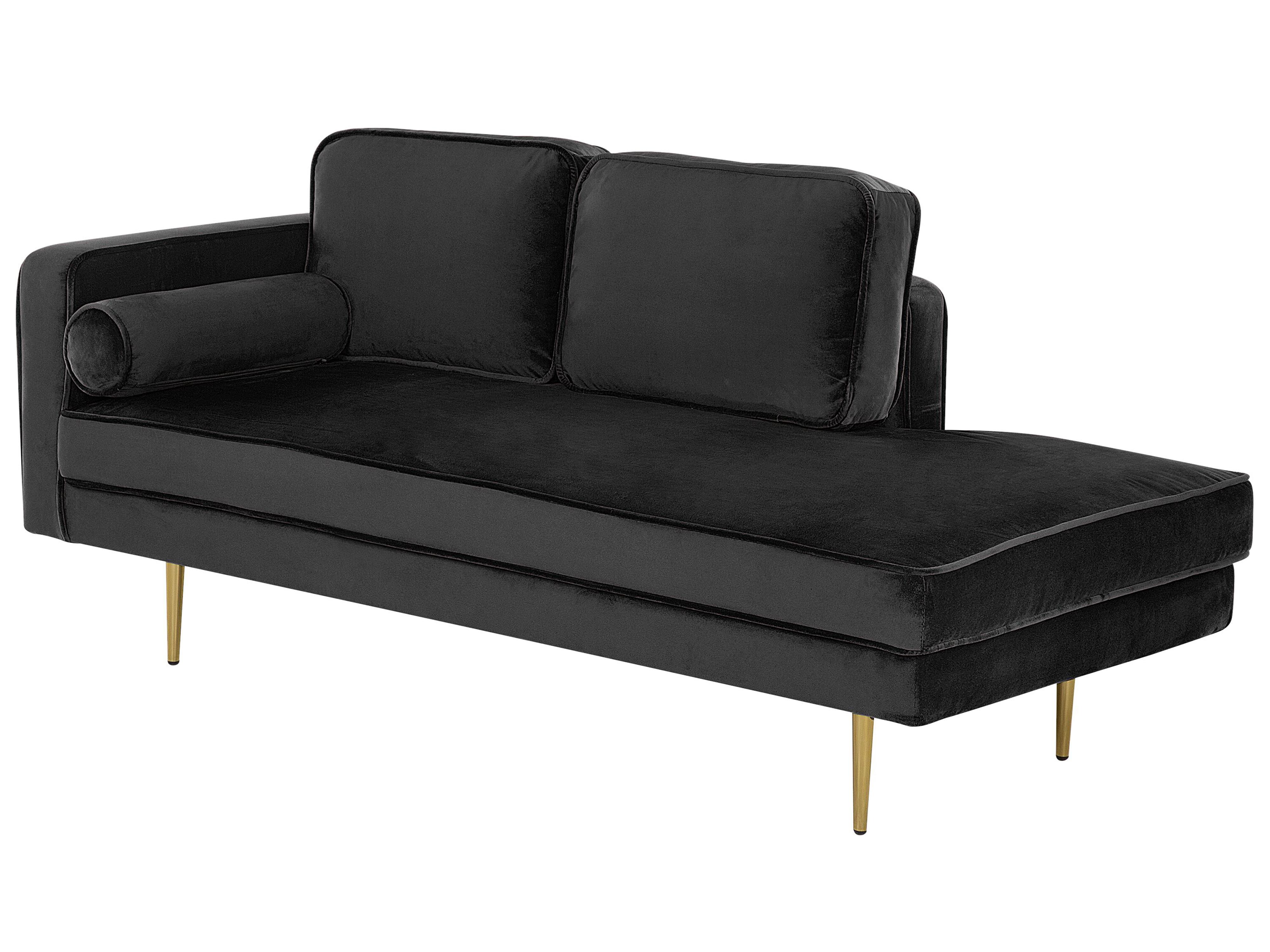 Linkszijdige chaise longue MIRAMAS Fluweel Zwart