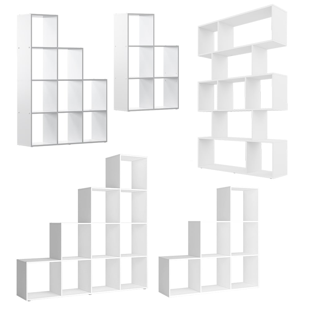 Vicco Treppenregal Aramis Weiß, 138 x 143 cm, Standregal mit 10 Fächer