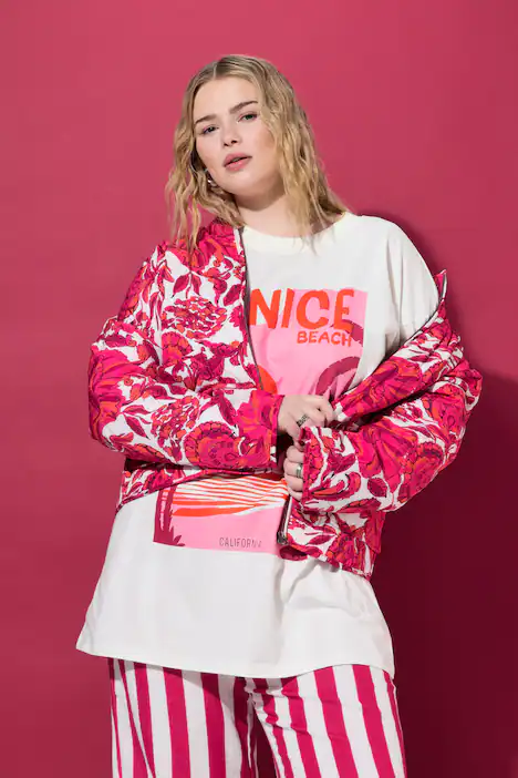 Steppjacke, oversized, Alloverdruck, offwhite