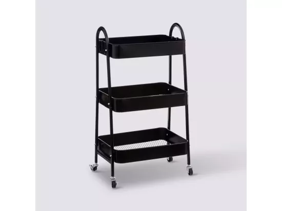 Desserte roulante 3 niveaux en Métal Noir H 80 cm