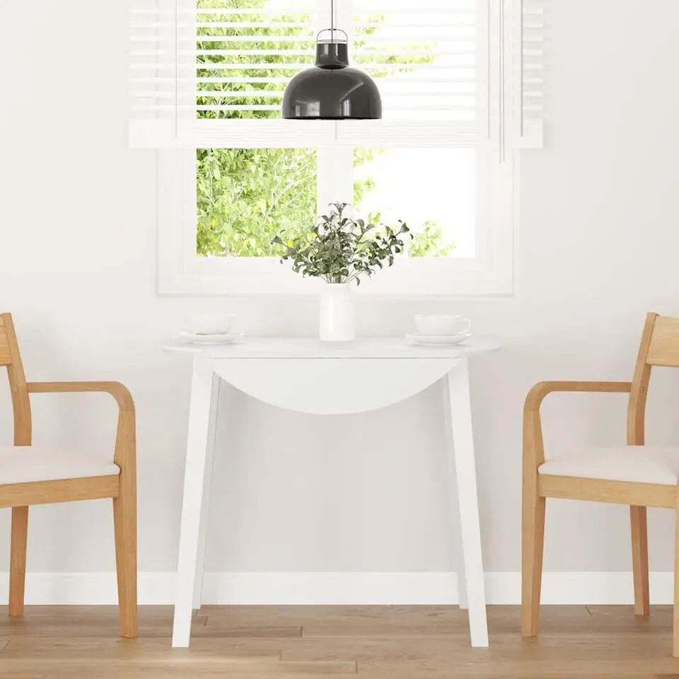 vidaXL Eettafel - Inklapbare tafel - Wit - Massief rubberhout - 90x90x55 cm