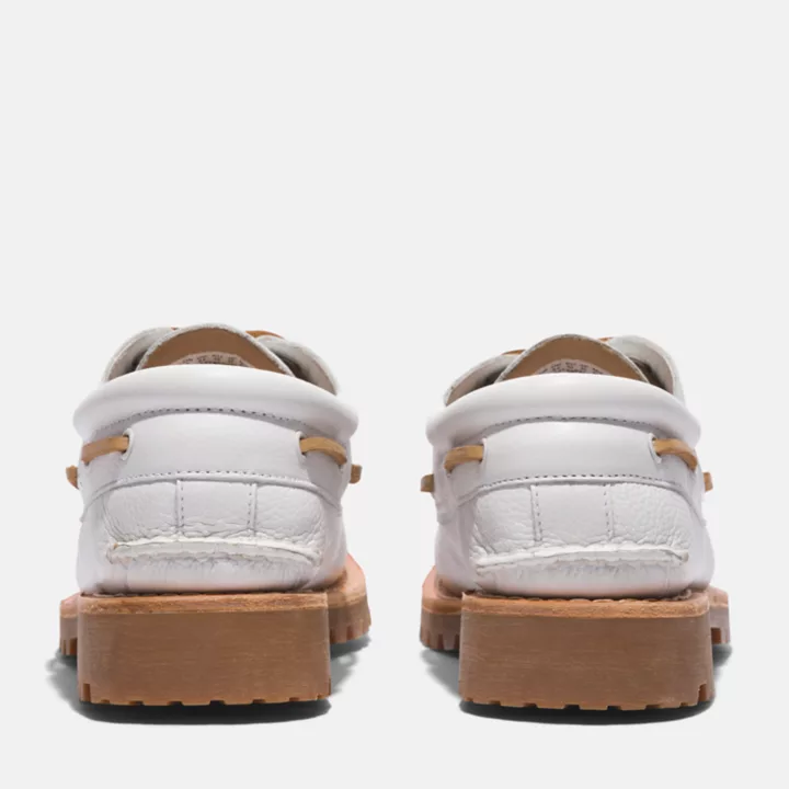 Chaussure bateau authentique cousue main Timberland pour homme en blanc
