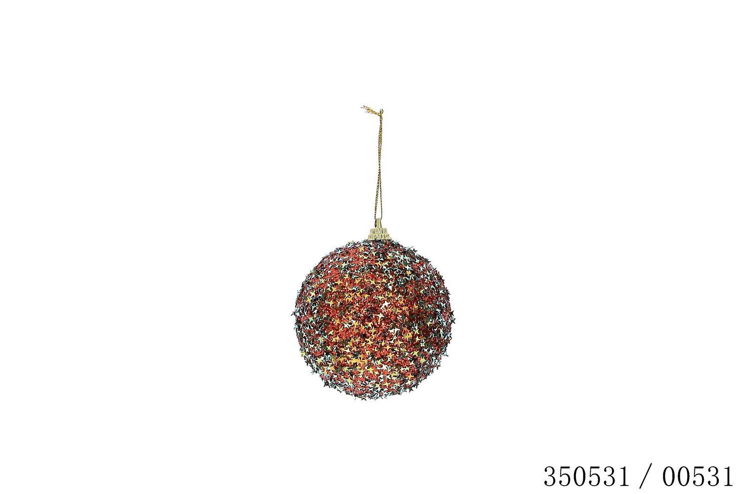 BOULE NOEL D.8CM VERTE ETOILES