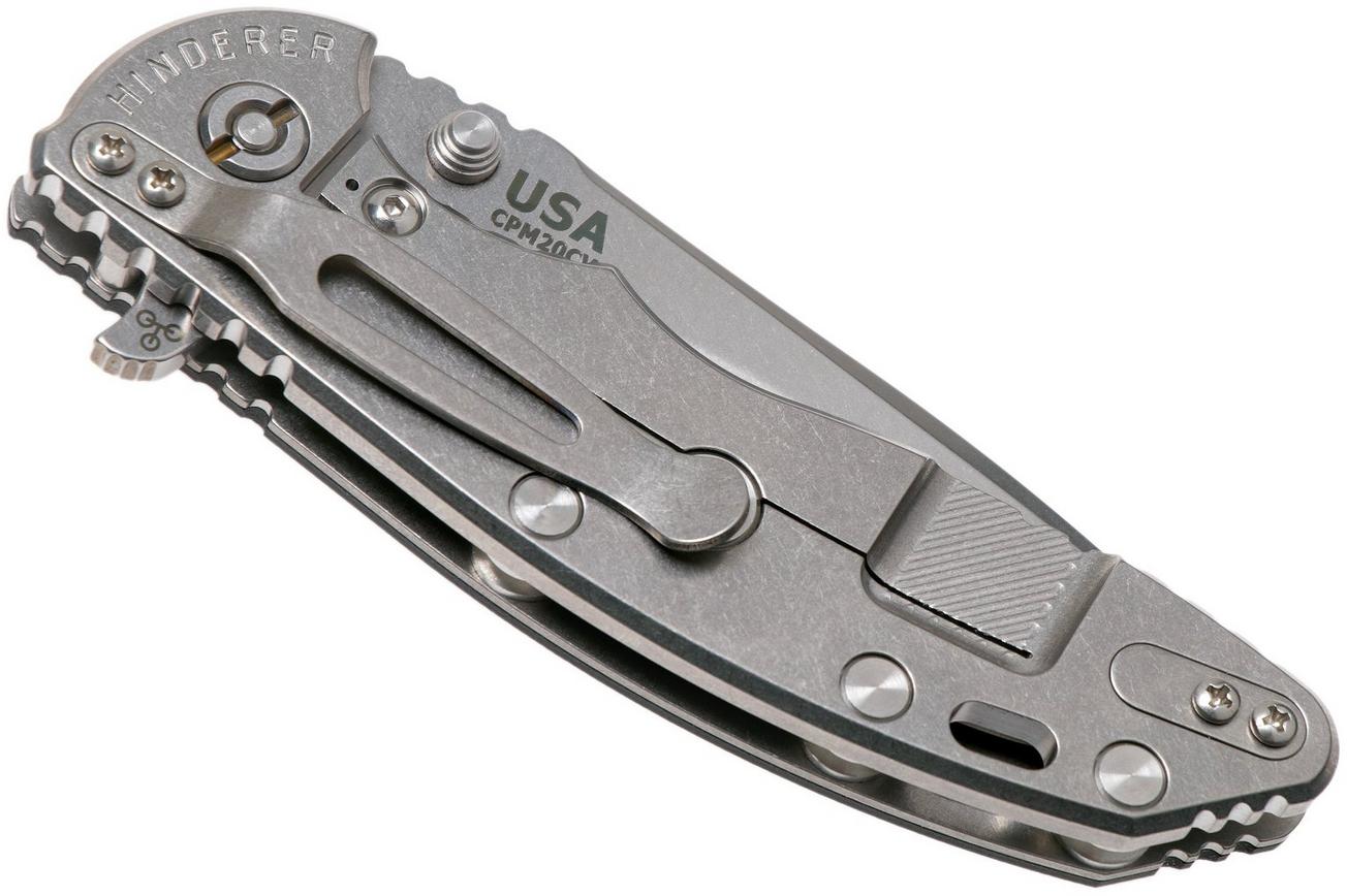 Rick Hinderer XM18 3.5” Recurve, CPM 20CV, Stonewash, Black G10, zakmes