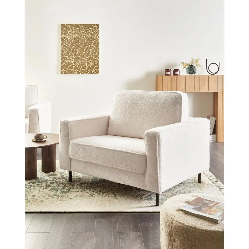 SAVALEN - Fauteuil - Wit - Bouclé