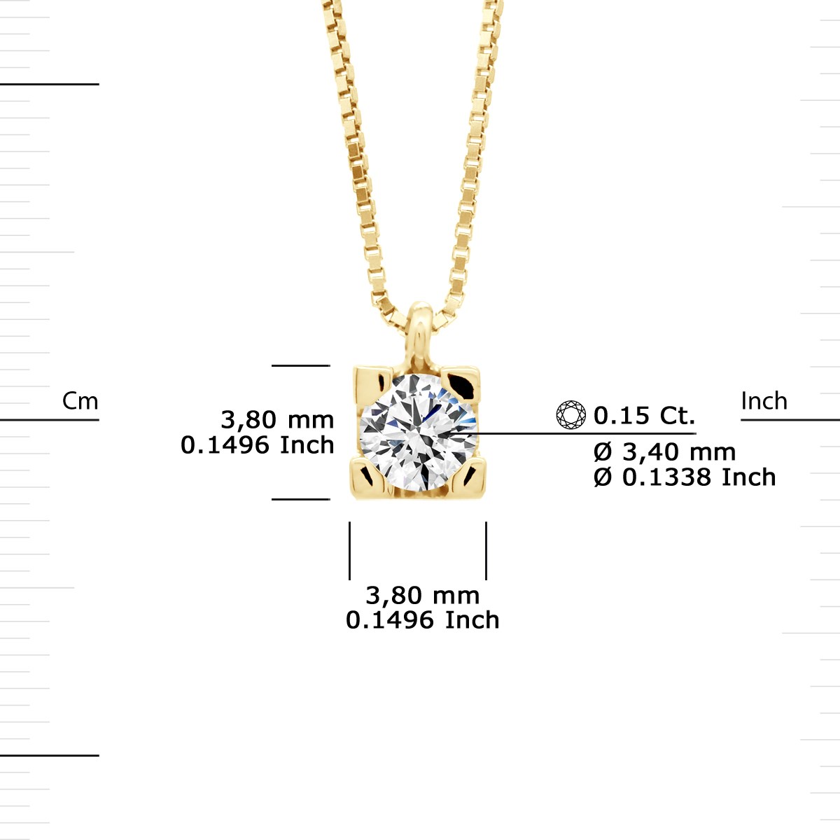 Collier Solitaire Diamant 0,15 Cts Or Jaune 18 Carats
