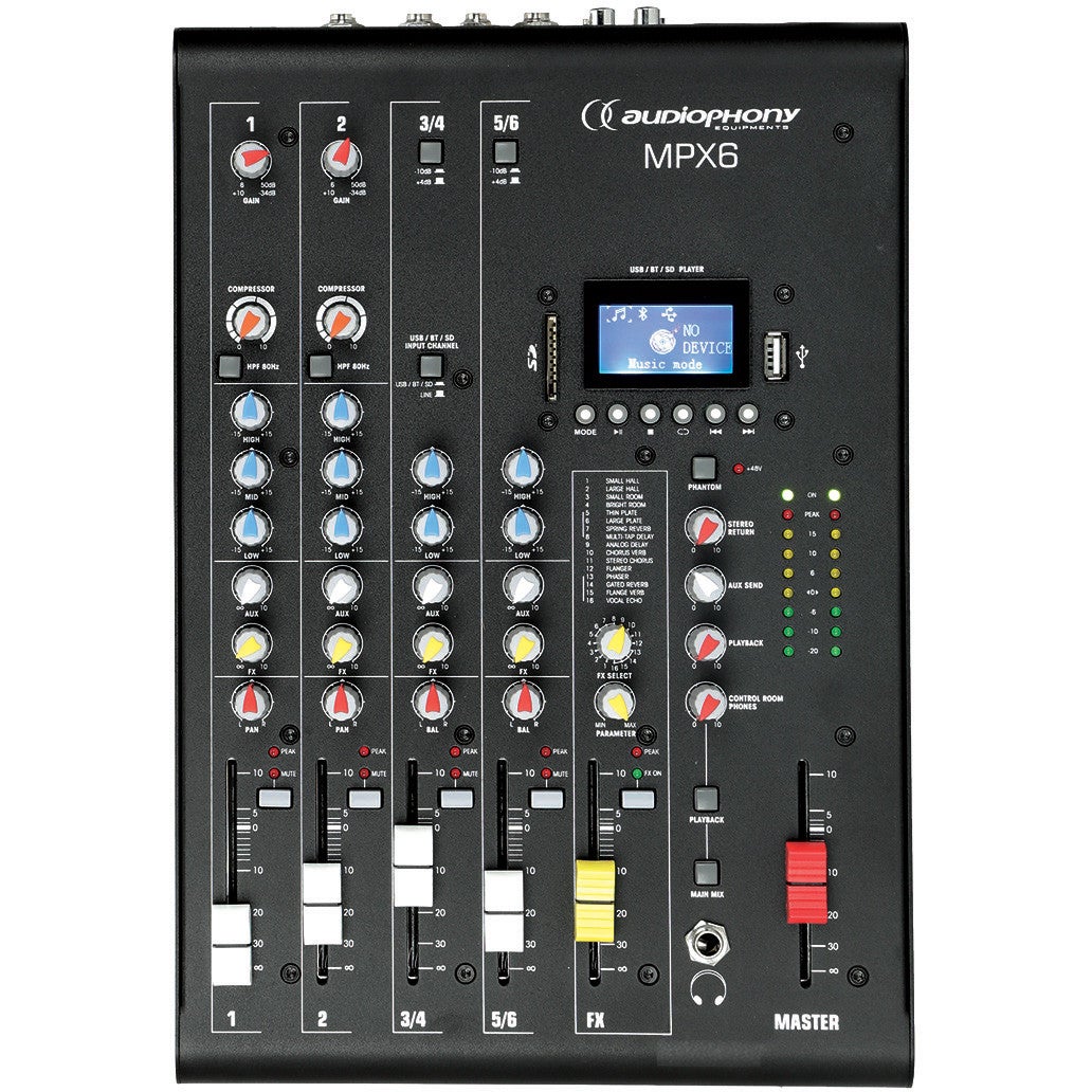 Audiophony MPX6 6-kanaals live mengpaneel