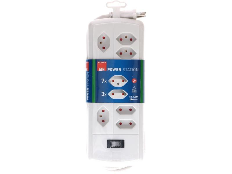 Max Hauri Kabelbox mit Steckerleiste 7x T13 Weiss Kabelbox inkl. Steckdosenleiste mit Schalter, 400 x 138 x 155 mm