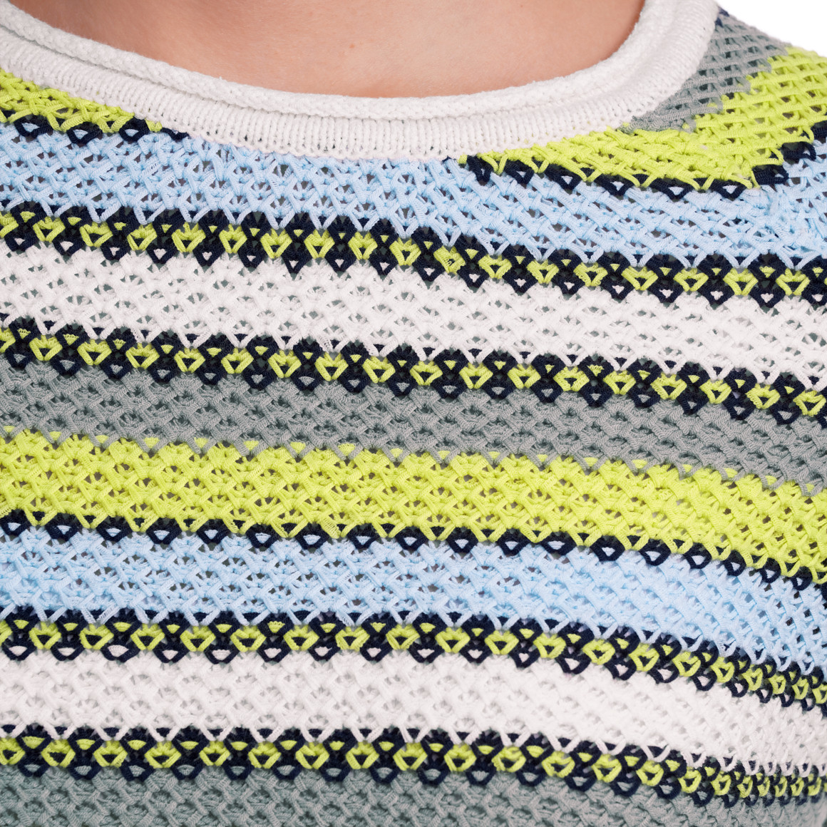 Gina Damen Pullover mit Streifen hellgrün / hellblau / cremeweiss