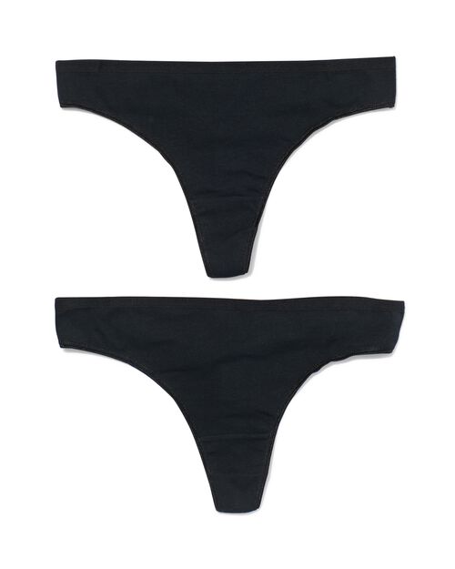 2 strings femme taille haute coton stretch noir