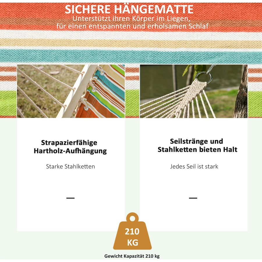 Outsunny Hängematte mit Kopfkissen bunt