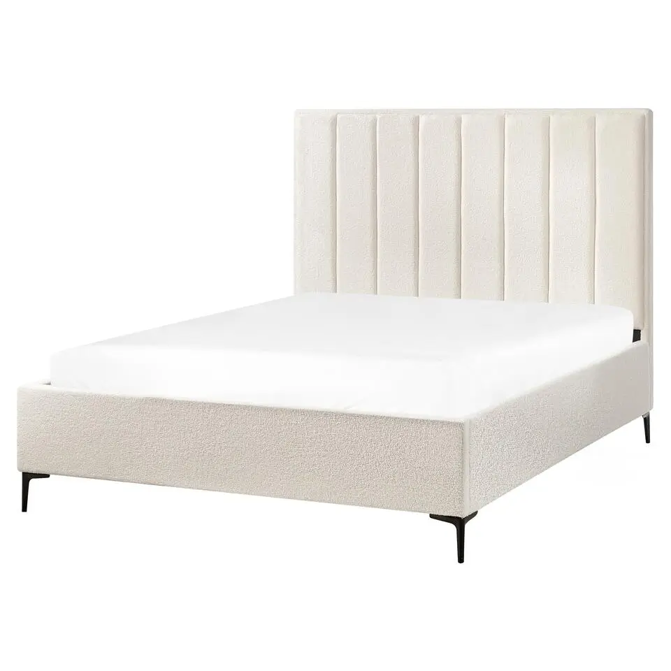 SEZANNE - Bed met opbergruimte - Gebroken wit - 160 x 200 cm - Bouclé