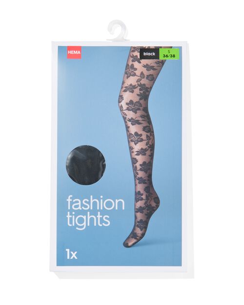 collant fashion avec fleurs 30D noir