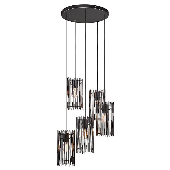 Suspension Elvis 5 lumières E27 40W IP20 179,7 x 40 cm noir