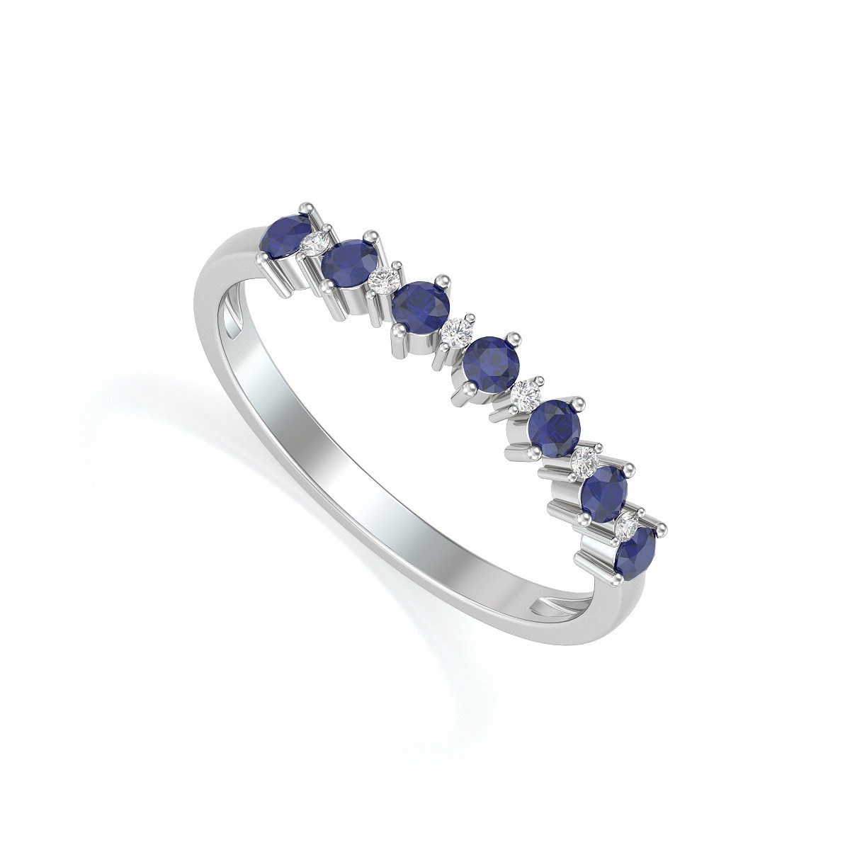 Bague ADEN Or 585 Blanc Saphir et diamants 1.7grs