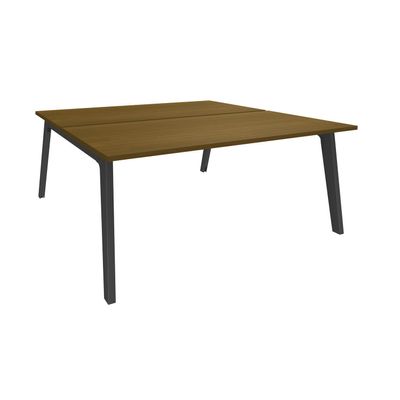 Bureau double STEELY - L180 cm - Bureau de départ - Pieds carbone - plateau imitation noyer