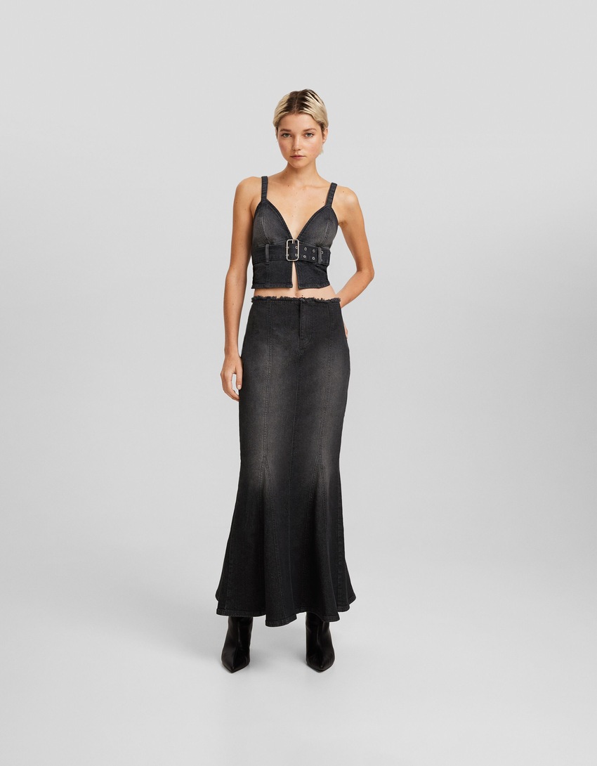 Saia midi jeans