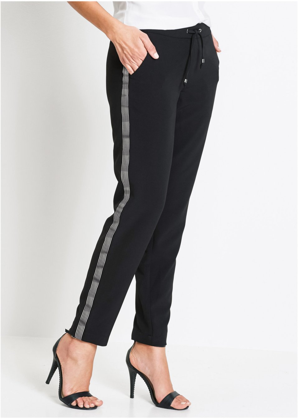 Pantalon à taille extensible avec bandes décoratives