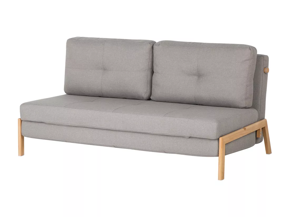 Canapé convertible 2 places en tissu gris clair EDLAND