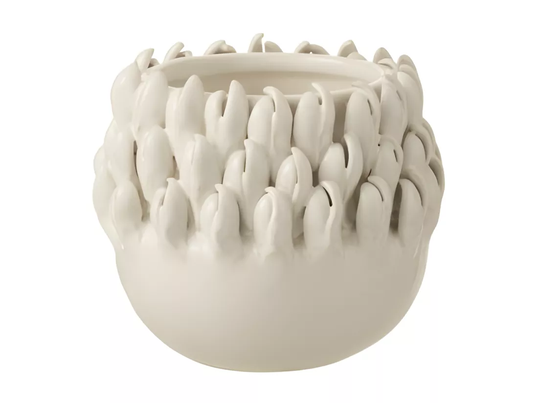 Cache-pot en céramique blanc 13.5x13.5x12.5 cm