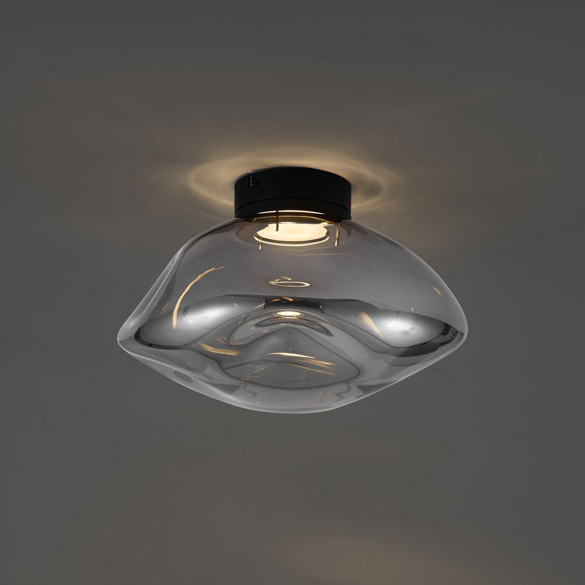Design plafondlamp zwart met smoke glas - Gemma