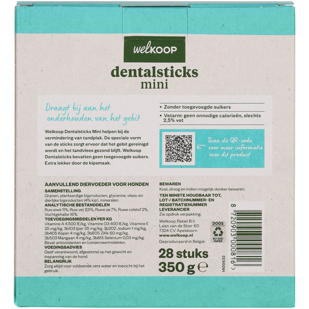 Welkoop - Dentalsticks Mini - 28 Stuks - kip - S