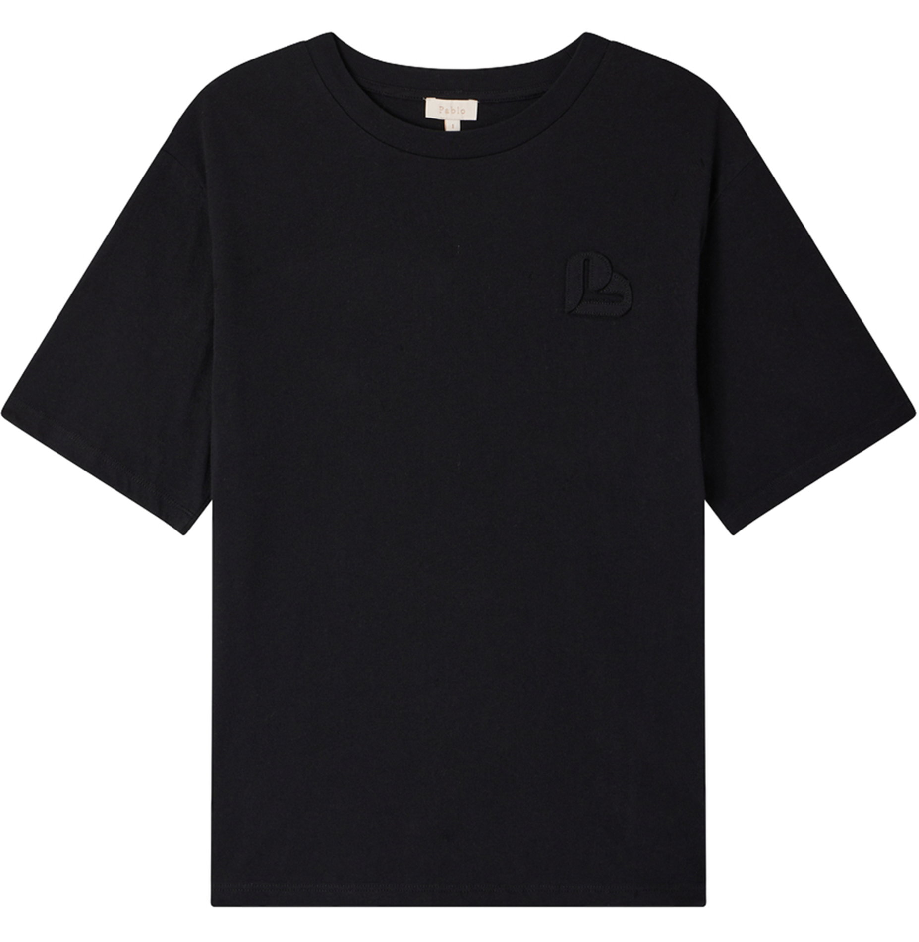 AVRIL - Tee-shirt col rond droit en coton | Noir