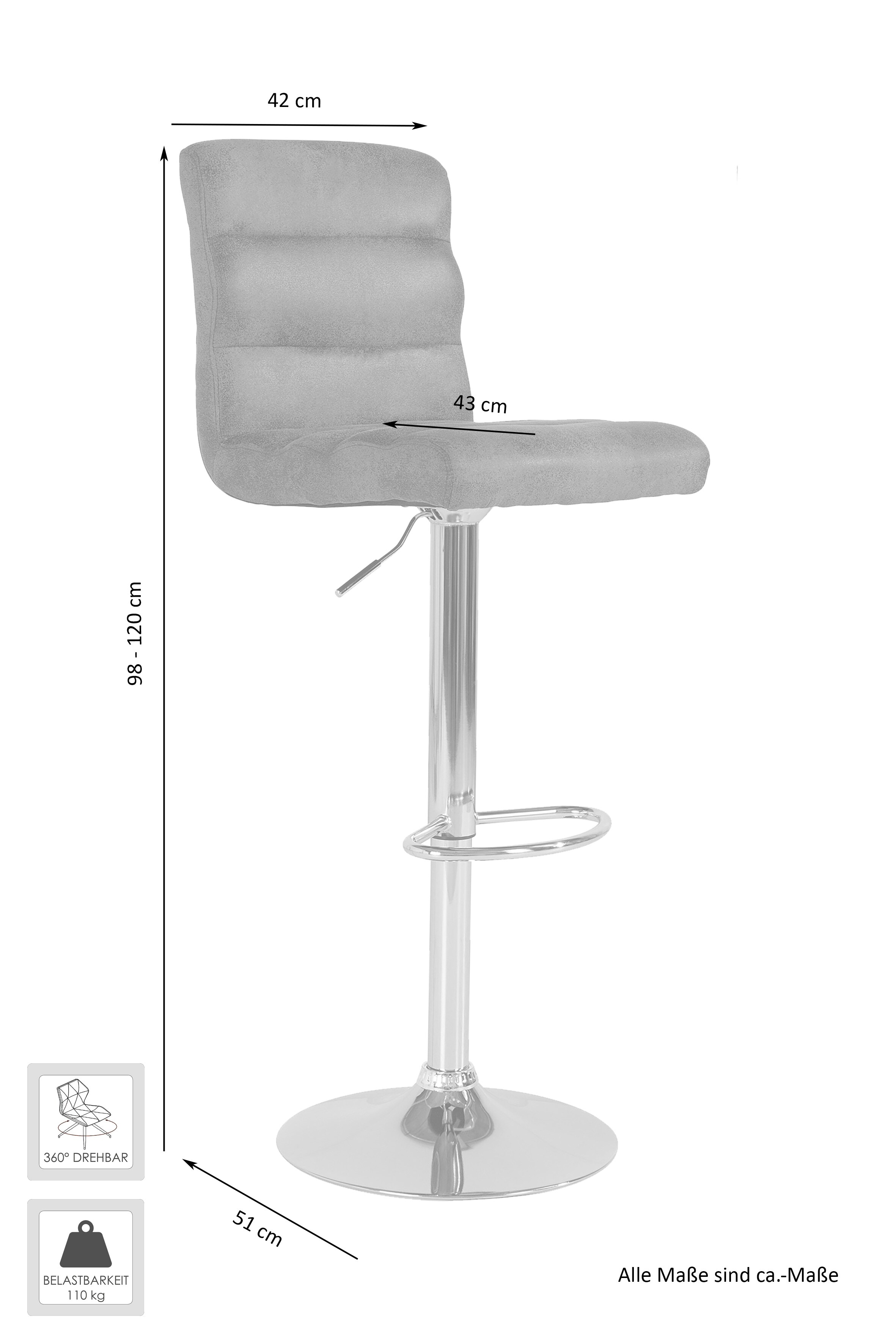 byLIVING Barhocker PHIL, 2-er Set, Vintagebezug braun, Gestell chrom,
