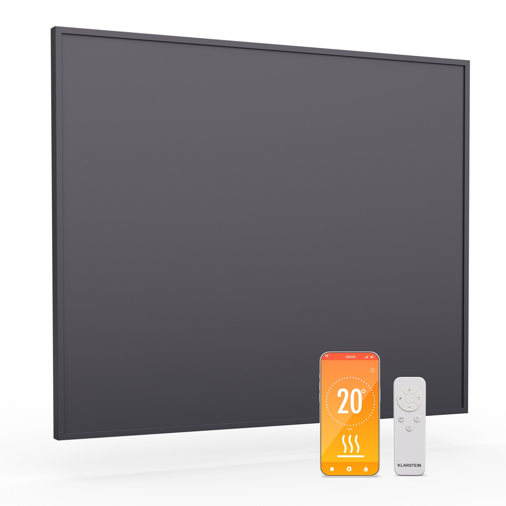 Wonderwall Smart Infrarotheizung | 60x60cm | App | 360W | Wochentimer | IP24 Dunkelgrau 360 W