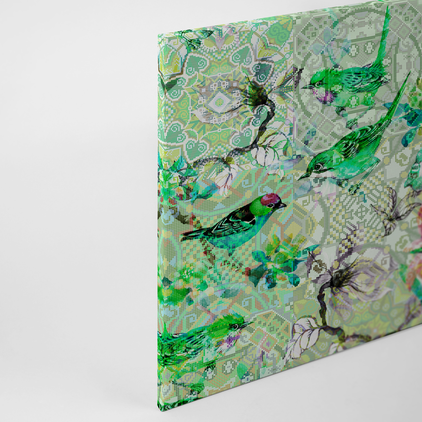 Leinwandbild VÖGEL - grün - 90x60 cm