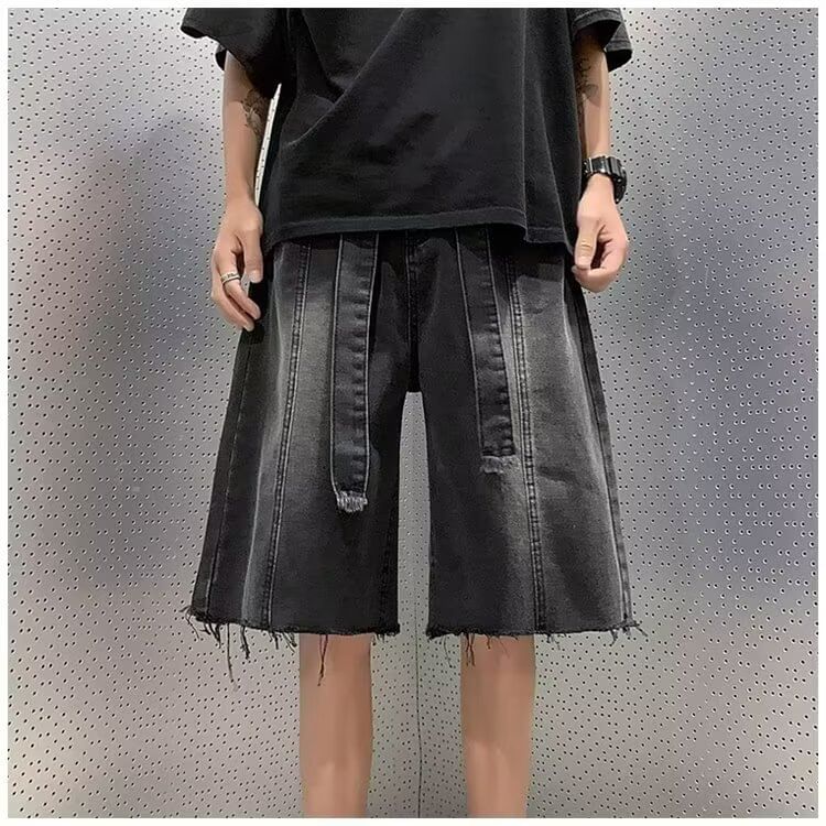 farrahces - Sashed wijde denim shorts