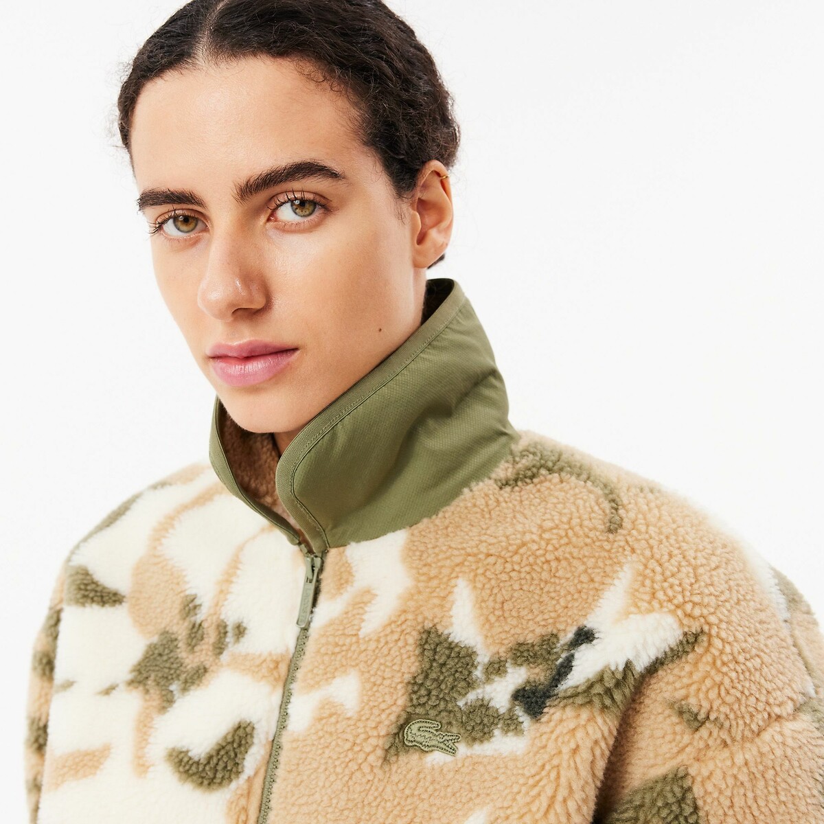 LACOSTE<br>Suéter com estampas e gola de camisa