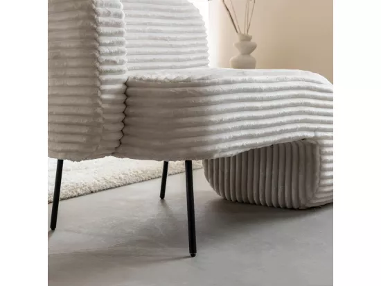 Méridienne en velours côtelé blanc Soléa