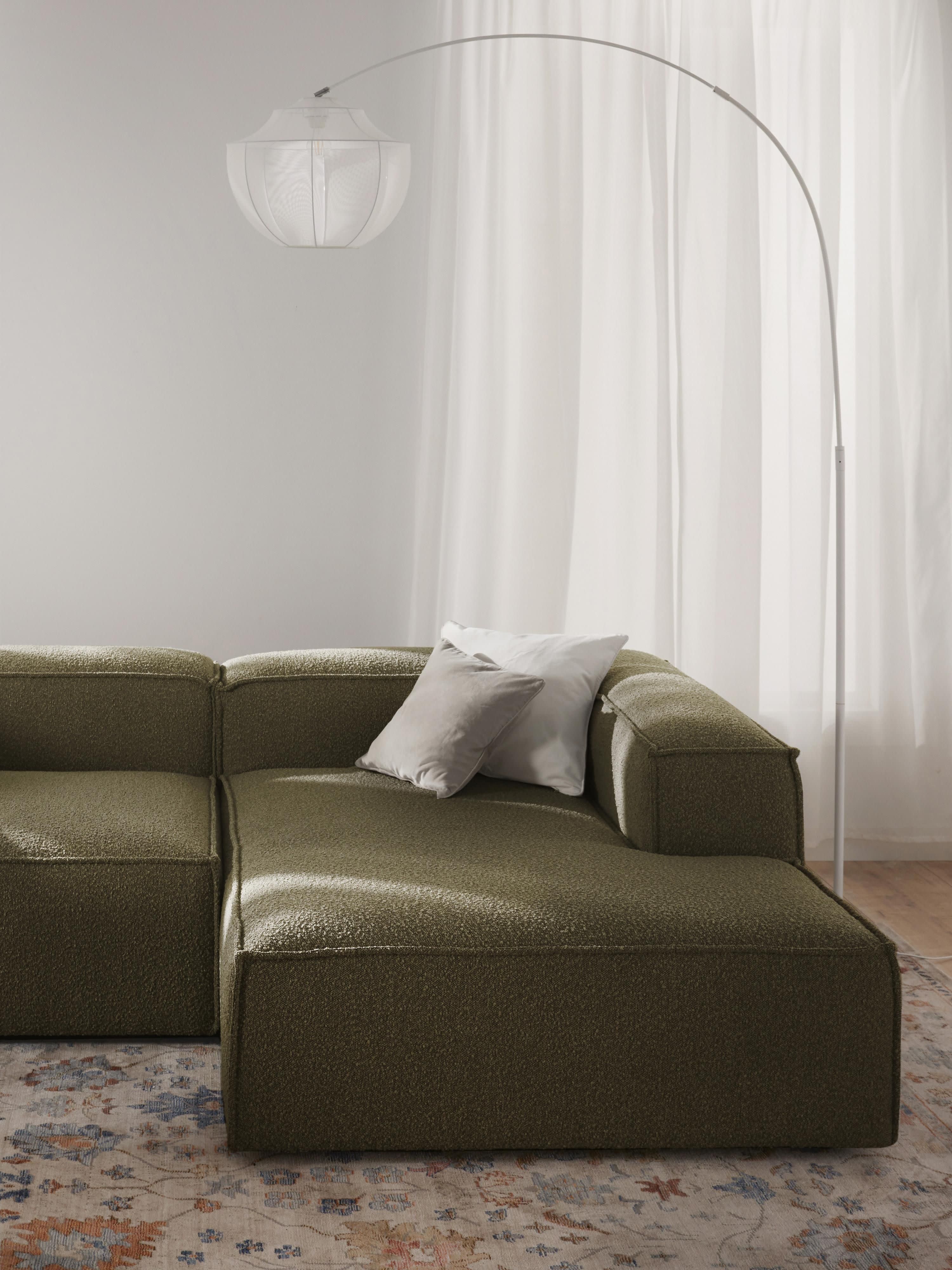 Chaise longue hoekmodule Lennon uit bouclé