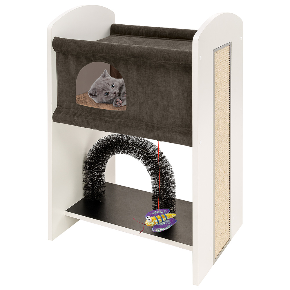 Meubles pour chats leo, bois fsc, avec poteau à gratter, couchage, hamac pour chat et jouet