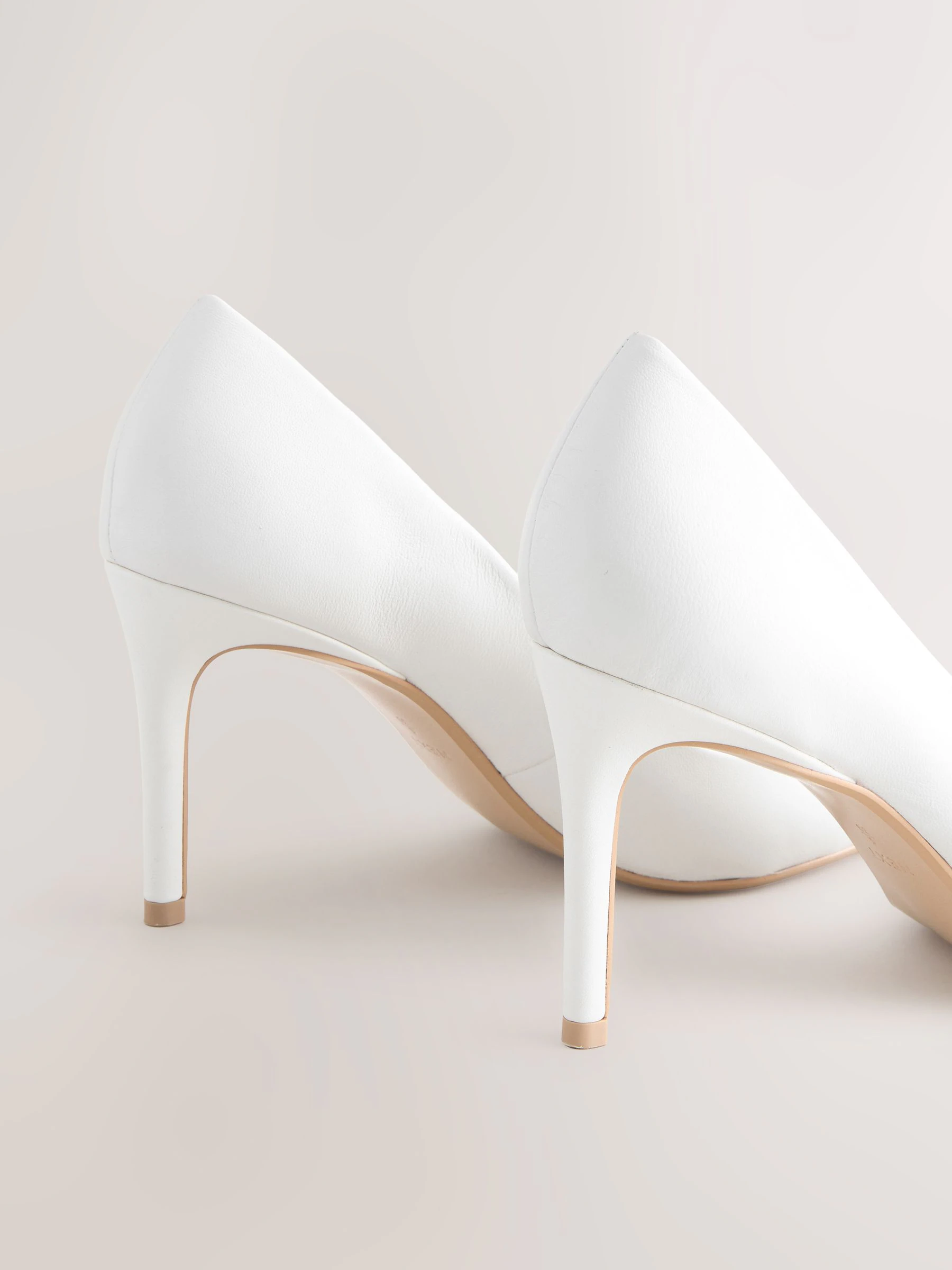 Wit - Leren mid-court pumps