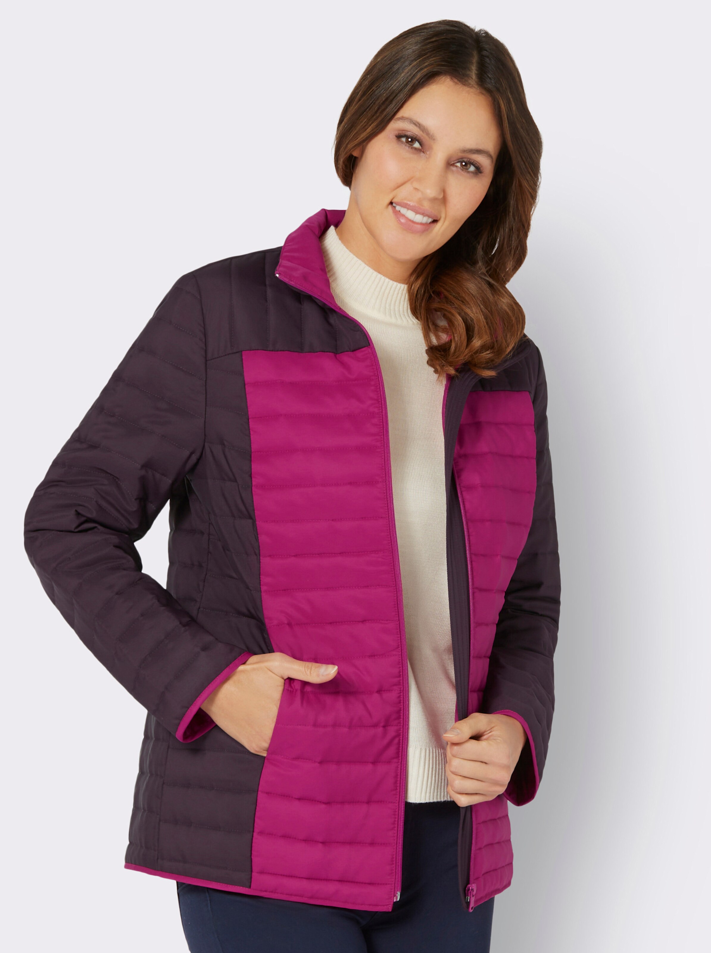 Steppjacke in zweifarbiger Optik