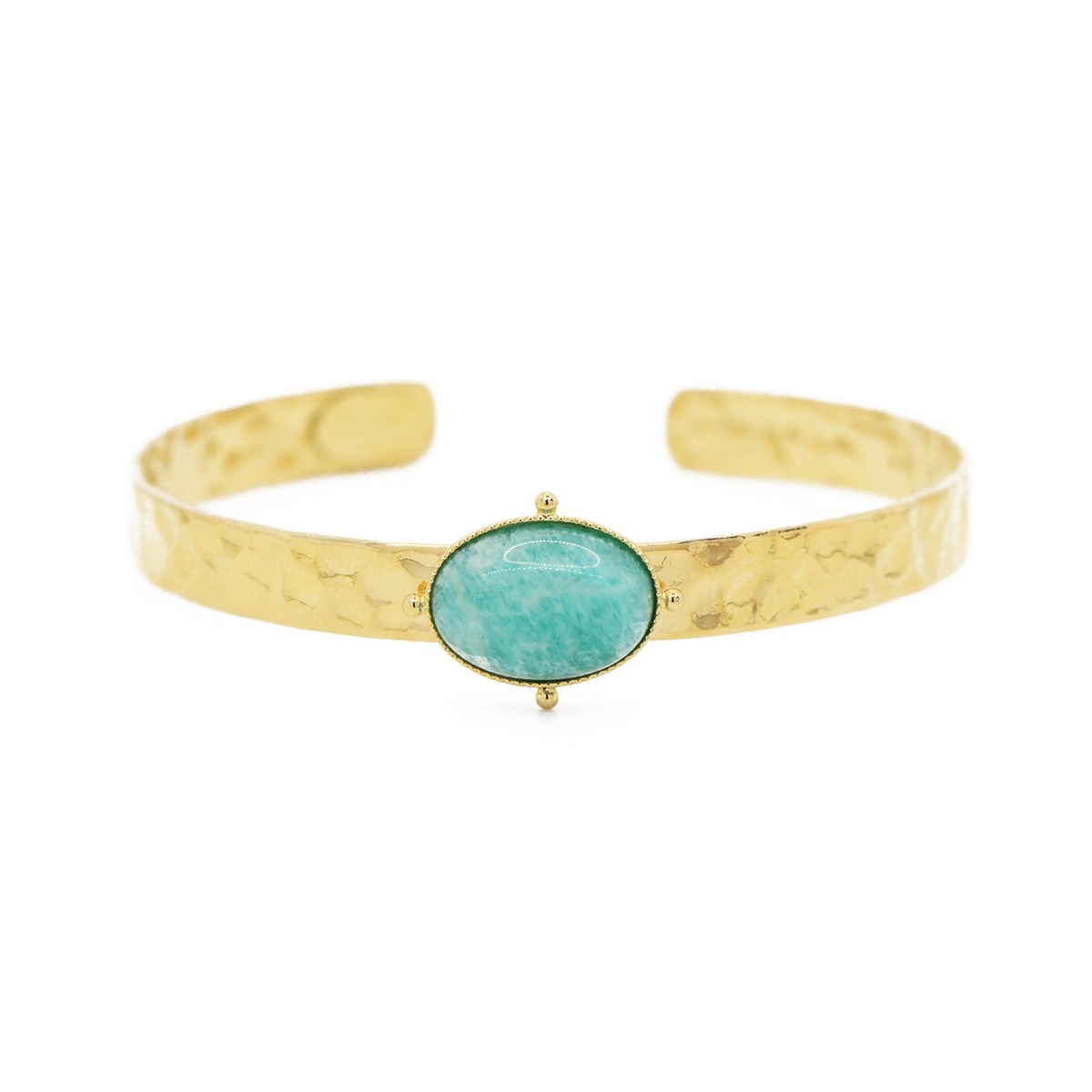 Manchette pierre amazonite dorée à l'or fin 24k NEW CALYPSO