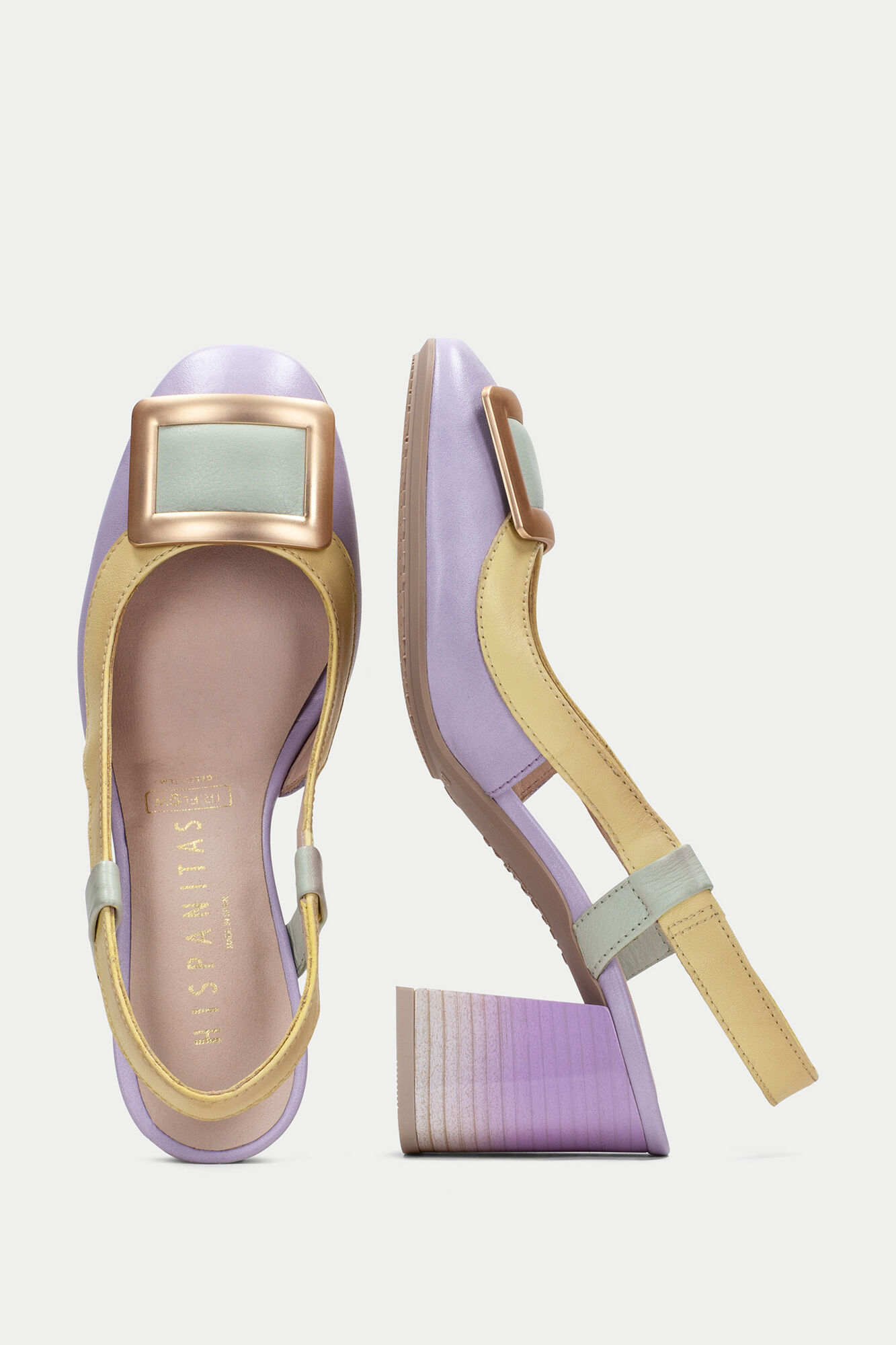 Sapato slingback australiano tricolor - Multicolorido