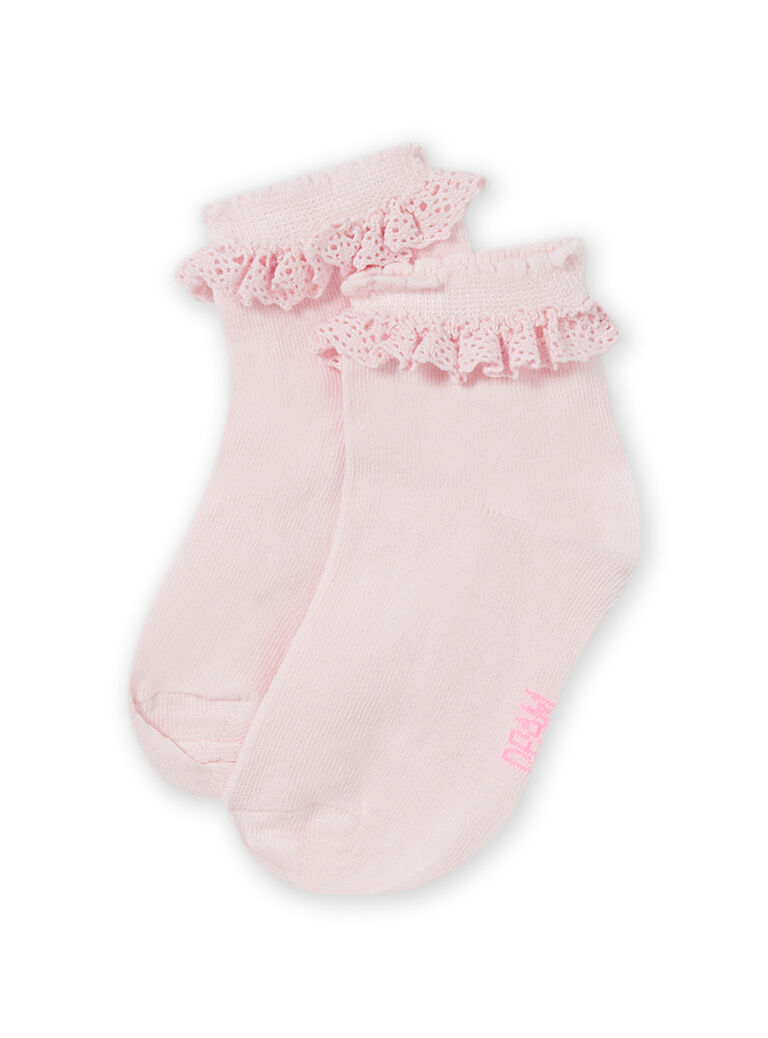Chaussettes rose pâle détail dentelle enfant fille