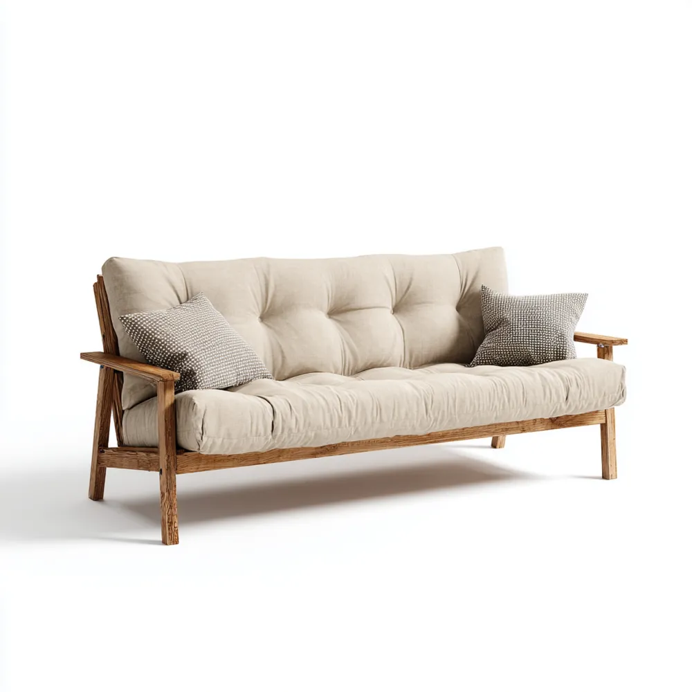 2-Sitzer-Sofa 180x75x80 cm Holzrahmen Leinenpolster Beige – Modernes D